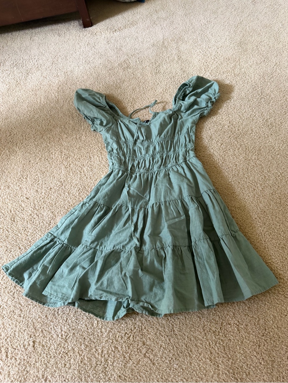 Girls' Sage Green Tiered Summer Dress